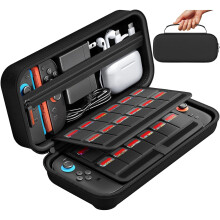 Hard Shell Switch Carrying Case for compatible with Nintendo Switch/OLED, 20 Game Card Slots & Large Accessory Pocket - Travel Protection