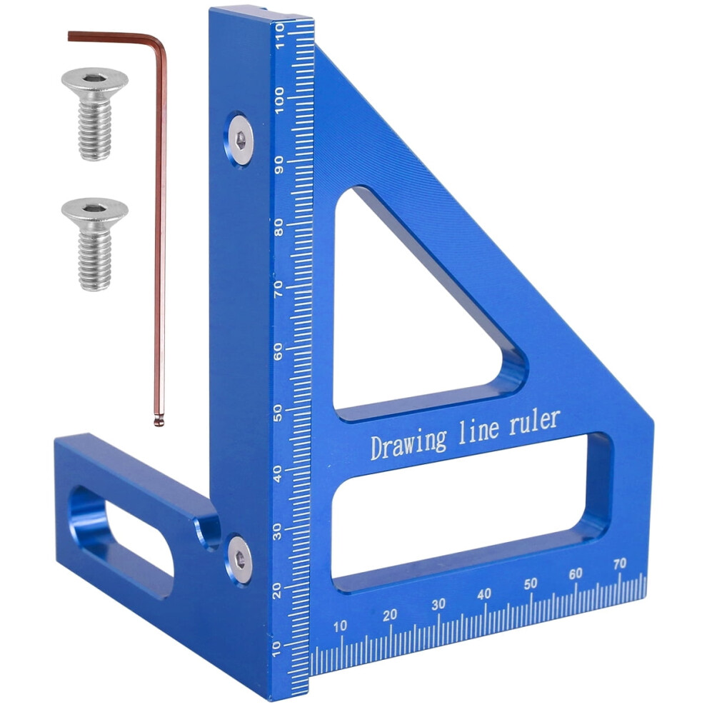 Aluminum Alloy 45/90 Miter Triangle Ruler, Sturdy Square Protractor For Woodworking Layout & Measuring 9028731192628