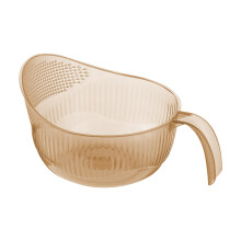 Rice Washer Strainer Washing Colander with Handle Portable Cleaning Tools, Rice Washing Colander for Spinach Broccoli, Pasta, Noodles Carrots Brown