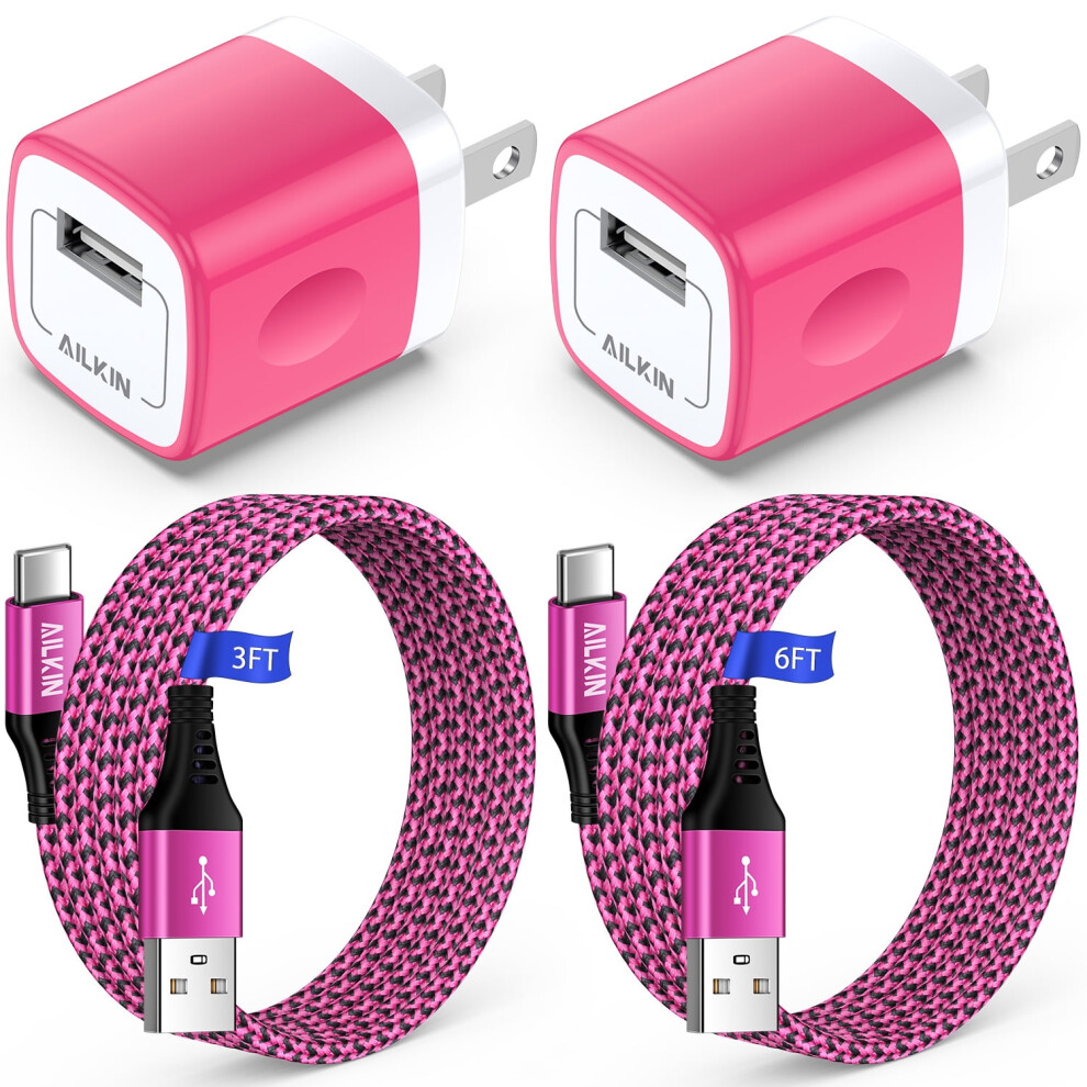 2Pack Type C Fast Charger Block + 6Ft/3Ft Usb-C Cables, Rose Â Compatible With Android 9028731193670