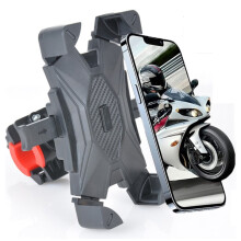 Motorsykkeltelefonholder med dobbel vibrasjonsdemper og oppgraderingsklips – kompatibel med iPhone 17/16/15/14Pro Max, 4,7–6,7 tommer, svart