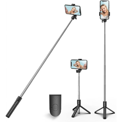 Τρίποδο Selfie Stick με αποσπώμενο τηλεχειριστήριο Bluetooth, συμβατό με iPhone15Pro Max/15Plus/14/13,
