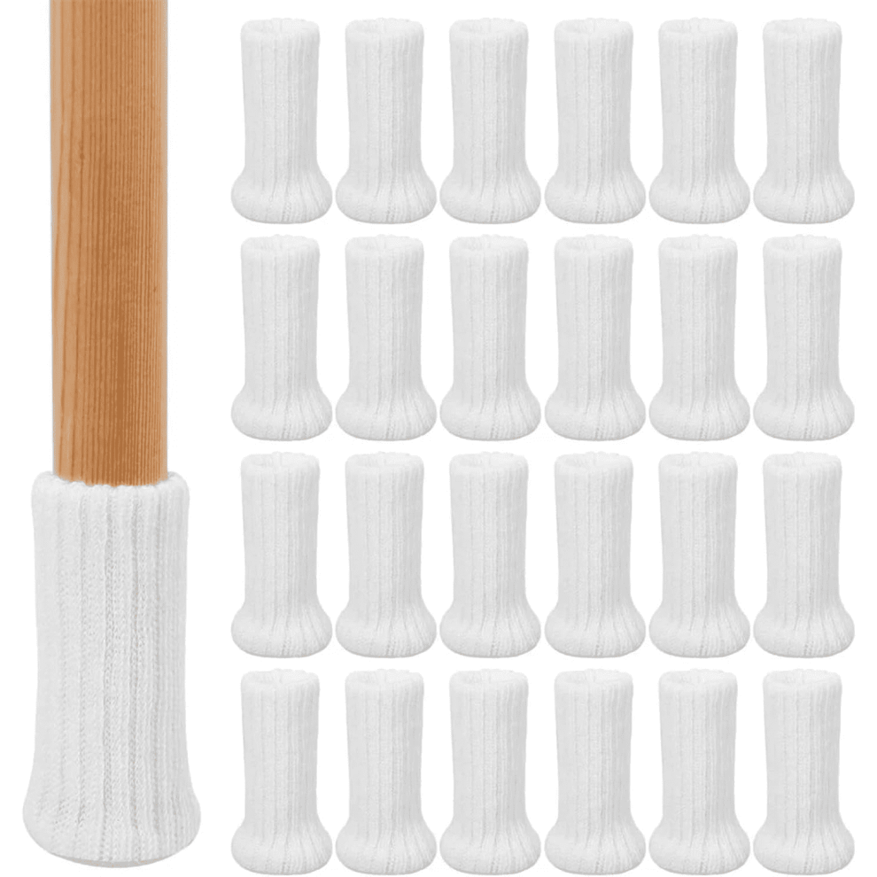 28Pcs Knitted Chair Leg Protectors For Hardwood Floors, Double-Thick Silicone Non-Slip + Felt Bottom, Elastic Furniture Feet Socks Caps Â Scratch & 9028731193953