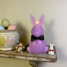 Brûleur d'huiles essentielles de Pâques et lampe à bougie lapin avec billes de paraffine – Décoration électronique d'intérieur pour les
