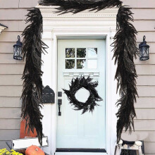 Guirlande de Noël noire de 1,80 m, aiguilles de pin artificielles pour couronne, cheminée, porte, mur – Compatible avec les décorations de Noël