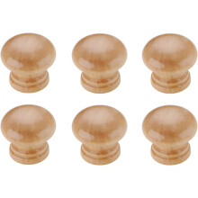 Poignées en bois pour placards (lot de 6) - Poignées rondes en bois massif, style champignon sphérique, pour portes et tiroirs de meubles, avec un