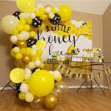 Kit de arco de globos con forma de abeja, amarillo, negro y blanco, 40 piezas.