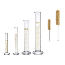 Conjunto de provetas graduadas de vidro grosso (5 ml, 10 ml, 50 ml, 100 ml) com 2 escovas de limpeza. Ferramentas de medição graduadas para