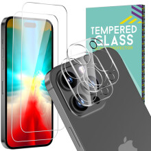 Aggxpf do kompatybilnego z iPhone'em 15Pro Max Ochraniacz ekranu i ochraniacz aparatu Szkło hartowane 2+2 sztuki, Ochraniacz ekranu bez