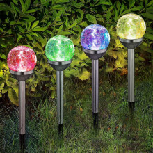 Set van 4 solar bolvormige lampjes, LED met kleurverandering, automatisch aan/uit, schemering-tot-dageraad, voor paden, gazon, terras,