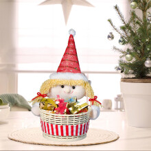 Panier à bonbons de Noël, plateau festif – Bol à goûter en plastique et polyester, porte-cadeaux décoratif vert et rouge, centre de table