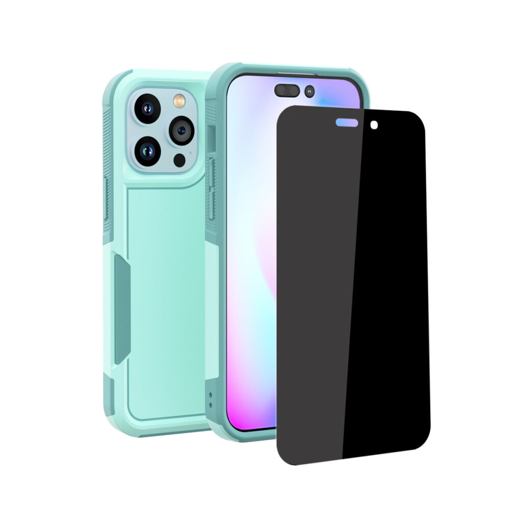 Compatible With Iphone 14 Pro Case + Anti-Spy Privacy Screen Protector, Shockproof Full Coverage Cover For Iphone 14 Pro 6.1" Â Green 9028731121734