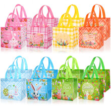 Confezione da 16 sacchetti regalo pasquali in tessuto non tessuto con manici, riutilizzabili e impermeabili, 21 x 20 x 15 cm, compatibili con temi di