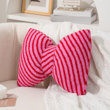Kingfansion Decorative Pillow, Sofa Pillow, Bowknot Cotton Plush Accent Pillow, 33x43cm for Nap and Home Decor, for Living Room Bedroom Couch, Red