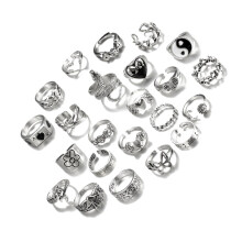 Confezione da 24 anelli in argento delicati per uomo e donna con diversi design Y2K