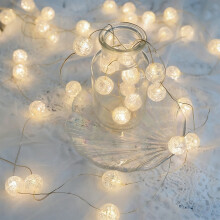 Guirlande lumineuse à 20 boules de cristal LED, alimentée par piles, fil de cuivre blanc chaud, idéale pour sapin de Noël, terrasse, chambre,