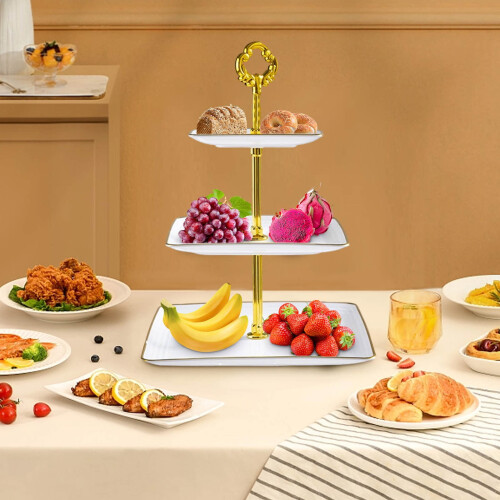 3-laags dessertstandaard wit 14x10 inch 2