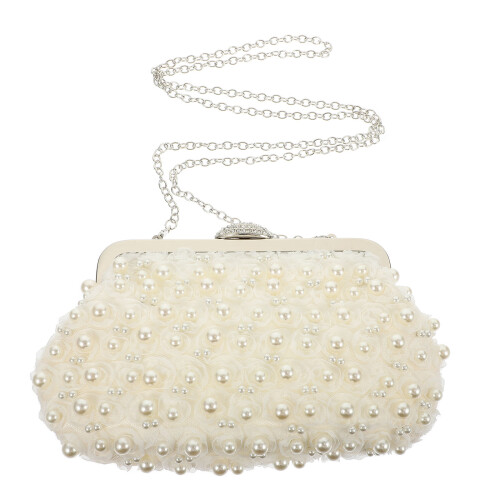 bolsa de mão elegante com pérolas para jantar e festa 2