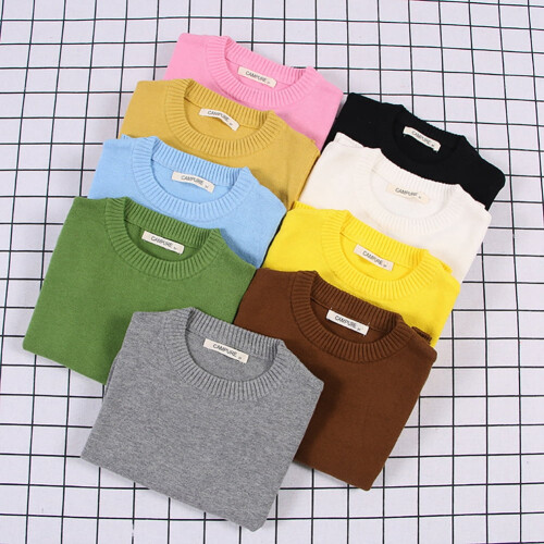 Kids Knit Pullover Sweater Long Sleeve Round Neck Solid 2