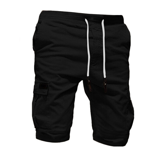 Herreshorts i khaki, løs passform med snøring og 1