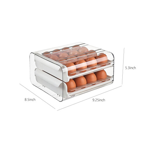 Home Essentials Storage Holder - Container with Lid & Handle, Plastic Fridge Organizer, Clear Refrigerator Organizer Bins, Stackable Tray 2