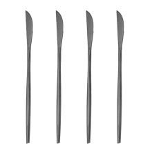 Evőeszköz kések 4 db, masszív rozsdamentes acél steak kés luxus kivitelben, modern dizájnú matt ezüst vacsorakés készlet, ergonomikus