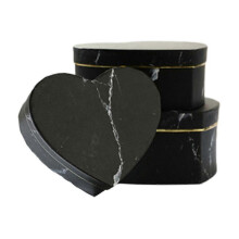 (Black) KINCJON 3xheart-shape Gift Box Marble Candy Packing For Case Jewelry Necklace Ring Organizer