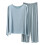 Women's Blue Cotton Pajama Set Long Sleeve Two-Piece 2