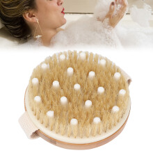 Round Wooden Body Brush Exfoliates Dead Skin and Smooths Cellulite