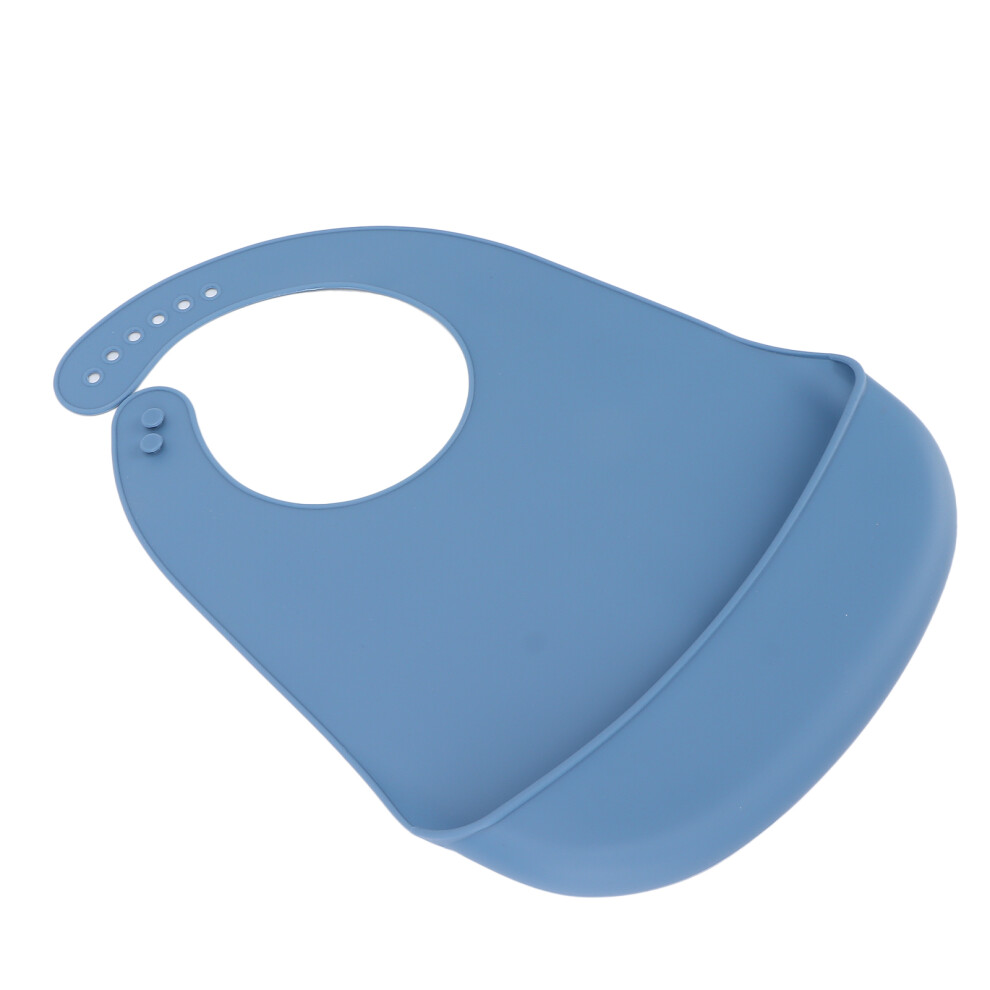 Blue Waterproof Silicone Elderly Bib With Crumb Catcher, Adult & Elderly