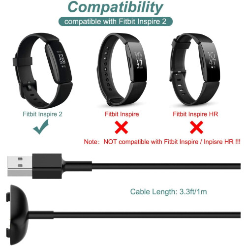 Tianle Charger Compatible with Fitbit Inspire 2 – 2-Pack Replacement Cable, 3.3ft (1m) 1