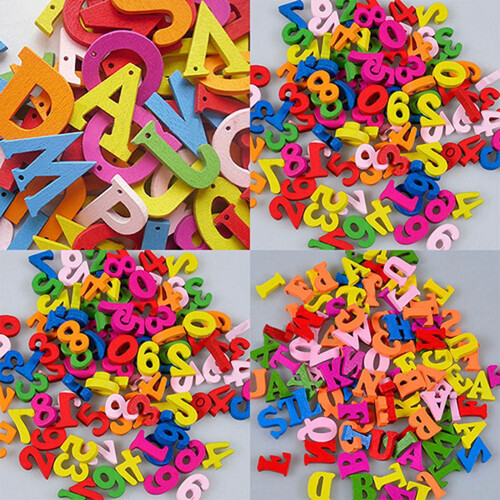 Wooden Flatback Letters and Numbers Crafts 100 pcs 1