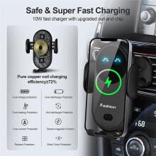 Car Wireless Charger Phone Holder, Cute Fashion Auto Clamping Vent Dashboard for Phone Dashboard Air Vent Black