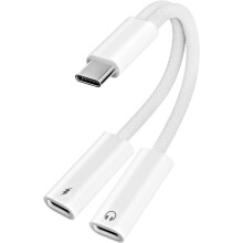 USB C Splitter 1 in 2 Out, Dual USB-C Charger and Headphone Adapter, for 15 16 17/ Pro//Pixel