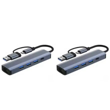 2X USB C HUB USB-A Multiport Adapter Type C USB 3.0 Data Transfer Gigabit Ethernet RJ45 Docking Station for Pro