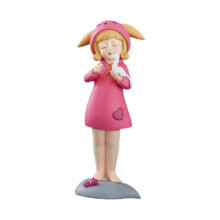 (Pink) Girl Statue Decorative Statue Desktop Ornament for Desktop Table Home Office Orange Red