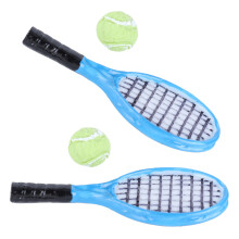 Miniaturset aus Resin-Tennisschlägern für Puppenhausdekoration, 2 Stück, ab 3 Jahren