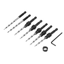 Wood Countersink Drill Bit Set Inch Tapered Adjustable 1/4 Hex Shank 11/64