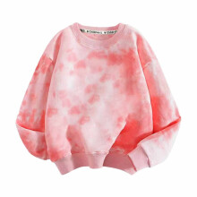 Unisex tie-dye fleece-genser, langermet genser med rund hals – kompatibel med barn i alderen 4-5 år, rosa