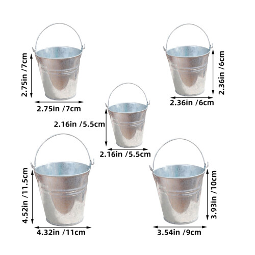 5 decoratieve bloempotten, multifunctionele gegalvaniseerde mini 1