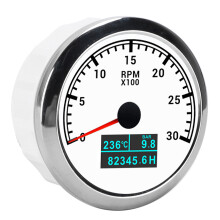 Zeiger-Tachometer wasserdicht 3-in-1 für Auto Boot IP67 Weiße Platte