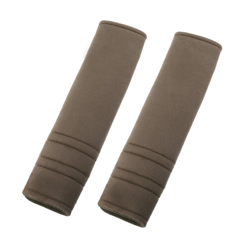 Microfiber Car Seatbelt Pad Covers Brown 27x6.5 cm 2 pcs