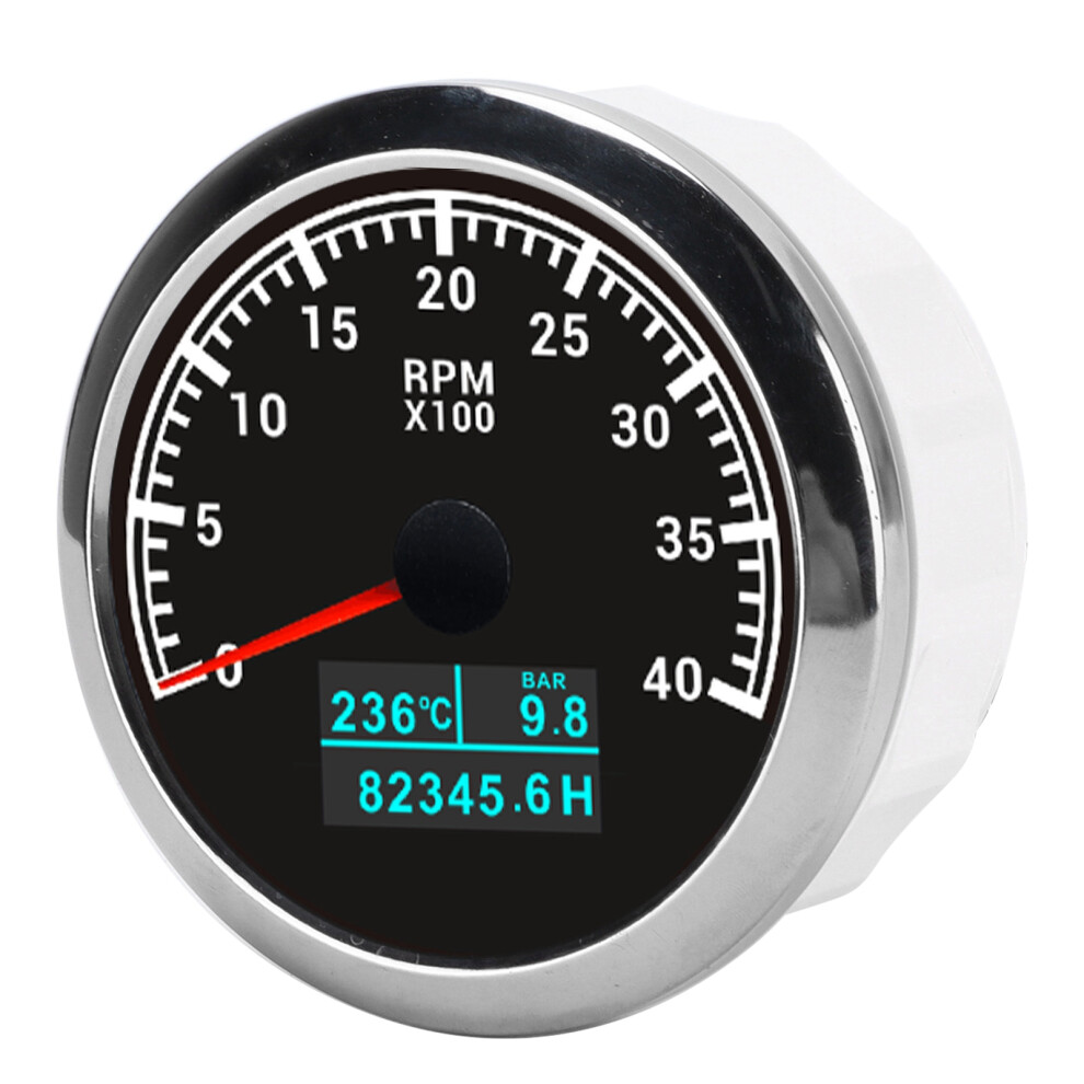 Pointer Tachometer 3-In-1 Rpm Water Temp Oil Pressure Ip67 For Car Boat Truck Black 4691390732662