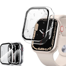 ASTRAEA Hartschalen-PC-Hülle mit Displayschutz aus gehärtetem Glas für Apple Watch Series 9/8/7 (45 mm) – Stoßfest, leicht, kompatibel mit
