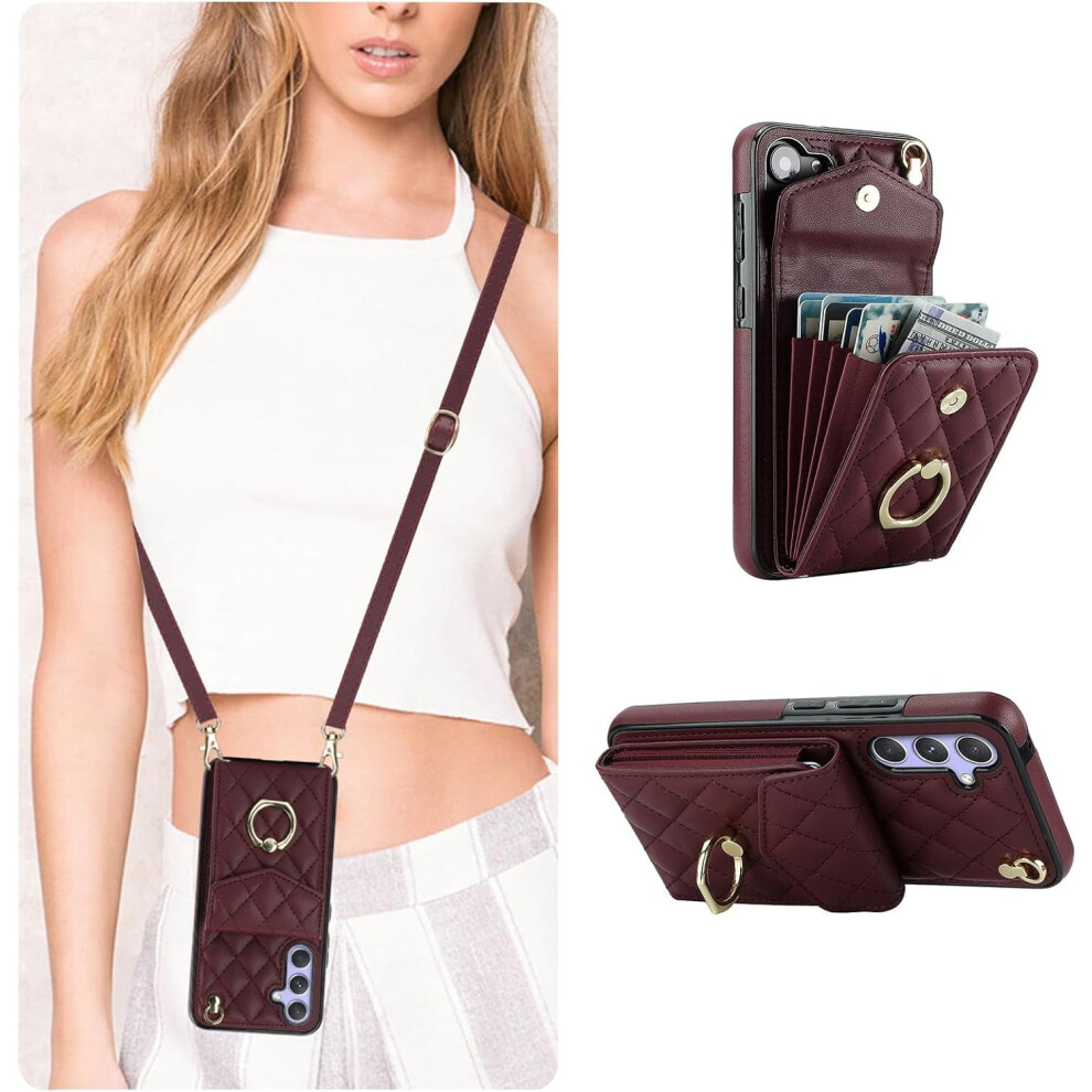 Crossbody Wallet Case Compatible With Galaxy A35 5G Â Pu Leather, Rfid Blocking, Card Slots, Kickstand, Wrist Strap 9028731197289