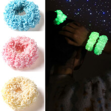 Hair Band Fuzzy High Elasticity Thickened Soft Cozy Hair Accessories Solid Color Luminous Women Hair Tie Ponytail Holder for Work,White