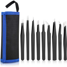Pincetset - Pincet - Modelbouwset - Antistatisch pincet - Kleine set voor elektronica reparatie, sieraden maken, industrie (zwart)