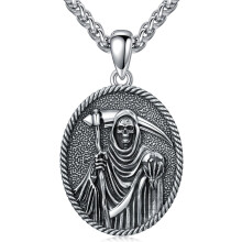Santa Muerte ketting van 925 sterling zilver met een hanger in de vorm van de Dood. Deze ketting is een sieraad en een cadeau voor mannen en vrouwen.