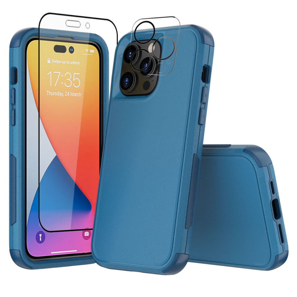Compatible With Iphone 14 Plus Case + Screen & Camera Lens Protector, Heavy-Duty Shockproof Hard Case For 6.7" 9028731125336