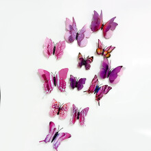 Stickers muraux décoratifs pour chambre à coucher, 12 pièces, papillon 3D, décoration intérieure